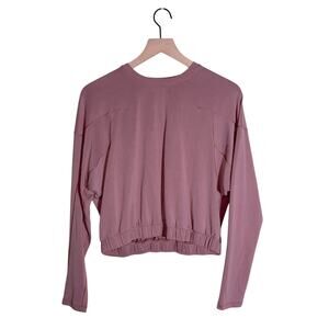LULULEMON mauve cropped athletic top with elastic waist 6